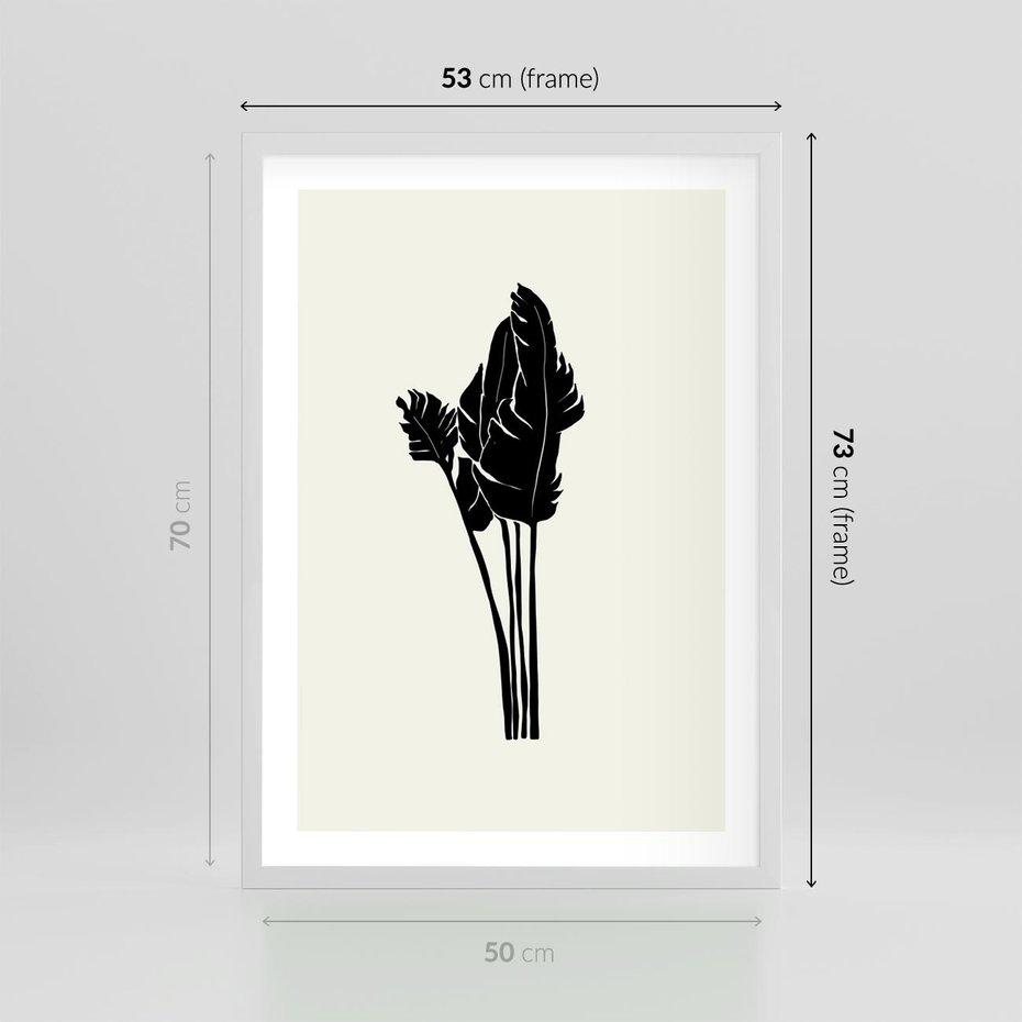 Plakat w ramie 50x70 - Elegancja Palm - nowoczesna sztuka, minimalistyczny styl - rama biała