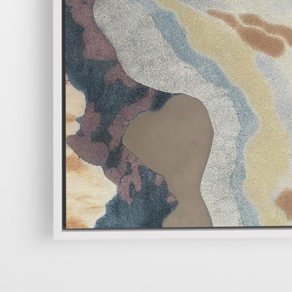 Obraz w ramie 80x80 - Melancholijne oddechy pędzla - abstrakcyjne formy, zgaszone kolory - rama biała