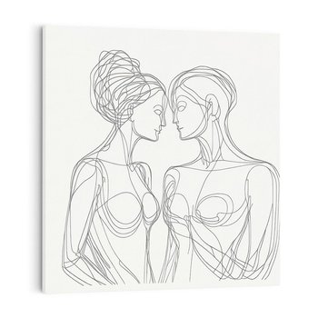 Obraz na płótnie 40x40 - Dialog z cieniami duszy - sztuka one line art, jedna kreska