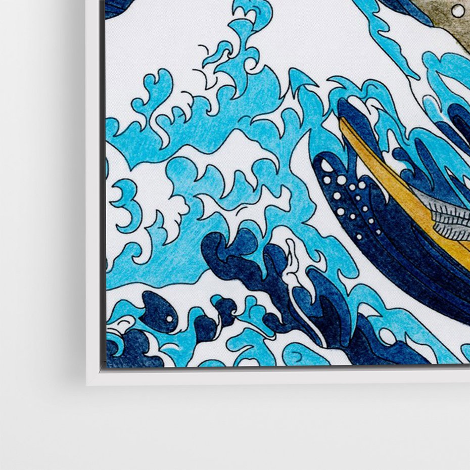 Obraz w ramie 50x70 - Wzburzone Morze - wielka fala w kaganawie, Hokusai - rama biała