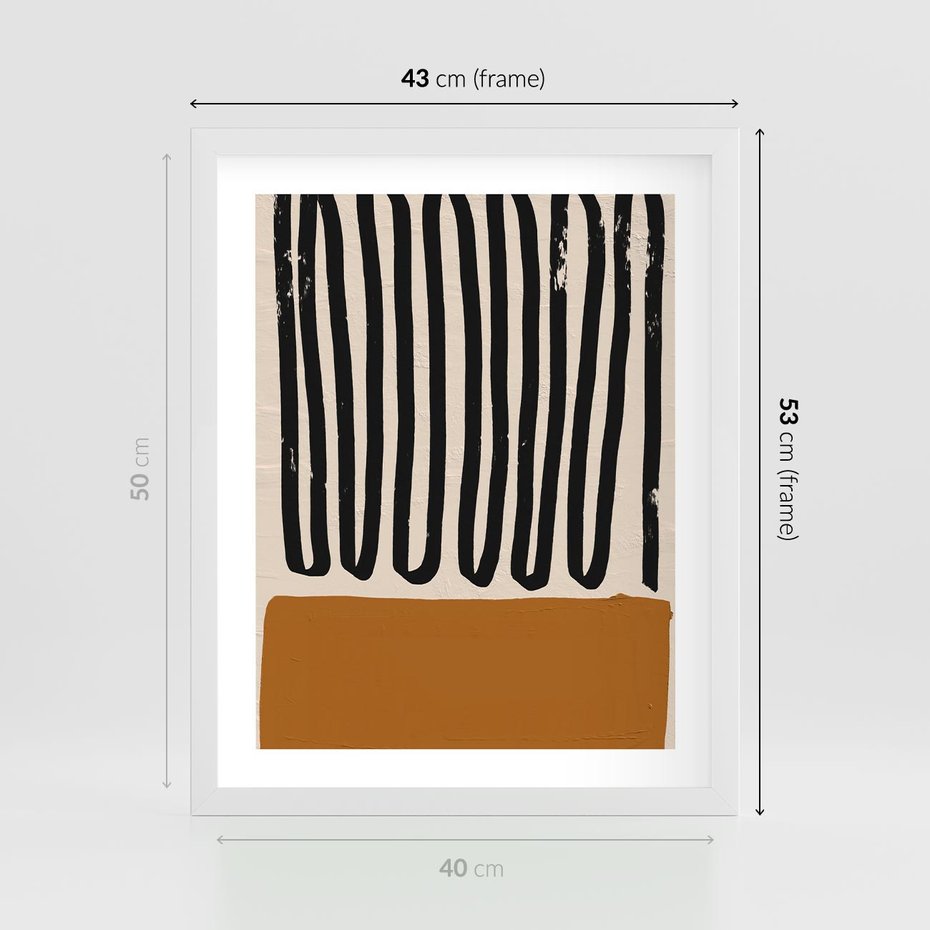 Plakat w ramie 40x50 - Boho Impulsy Kreatywności - abstrakcyjny plakat, brąz - rama biała