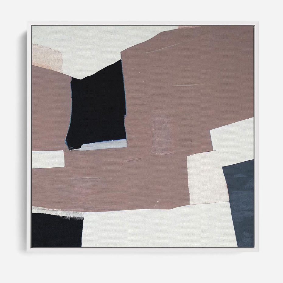 Obraz w ramie 80x80 - Wyrażona cisza abstrakcji - abstrakcyjne, nieregularne kształty - rama biała