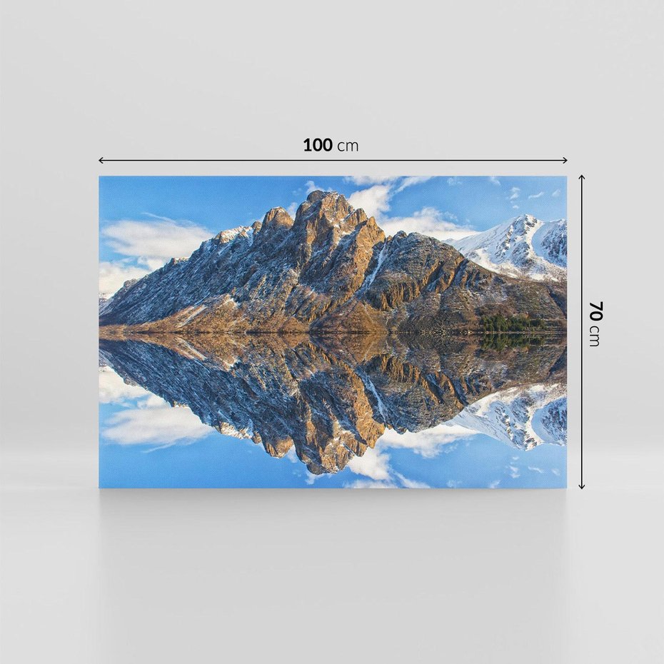 Obraz na płótnie 100x70 - Górskie odbicie jeziora - góry, jezioro