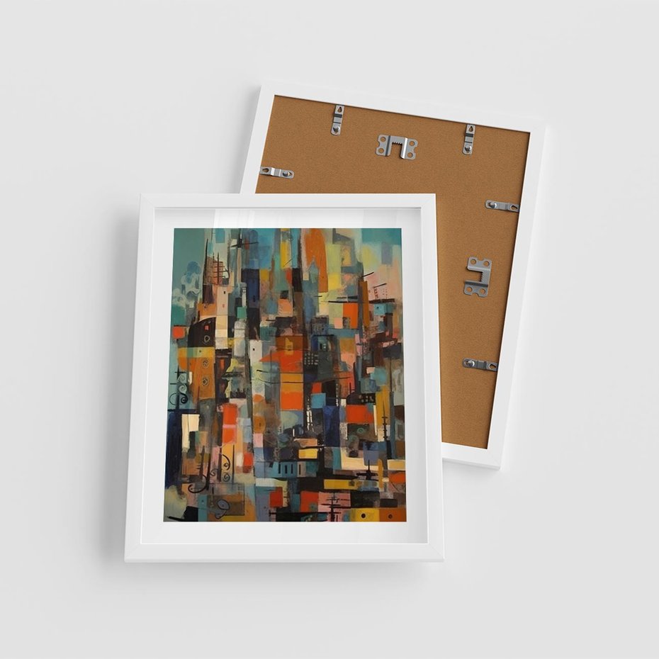 Plakat w ramie 40x50 - Zaklęte Odbicia Nienormalności - styl mid century, nowoczesna sztuka - rama biała