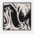 Obraz w ramie 50x50 - Wibracje w ciemnościach duszy - czarno biała abstrakcja, nieregularne rozmyte linie - rama czarna