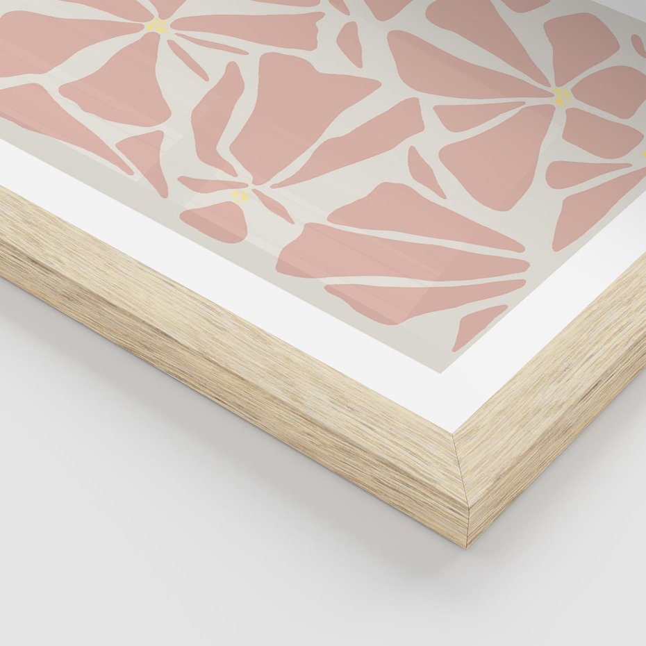 Plakat w ramie 50x70 - Akwarelowe Promienie - abstrakcyjne boho kwiaty, kompozycja - rama drewno