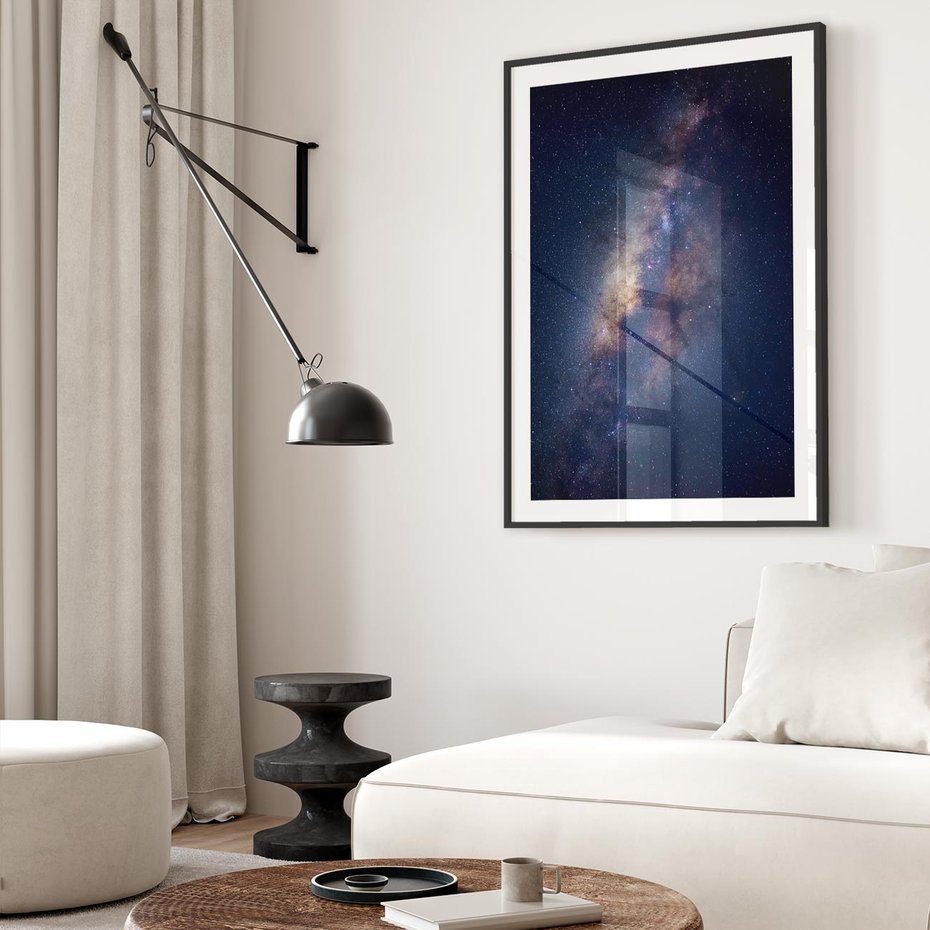 Plakat w ramie 50x70 - Wśród Gwiazd - rozgwieżdzone niebo, droga mleczna - rama czarna