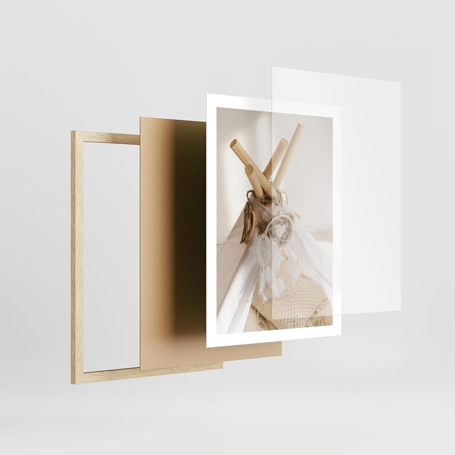 Plakat w ramie 50x70 - Oaza Swobodnego Stylu - boho, tipi - rama drewno