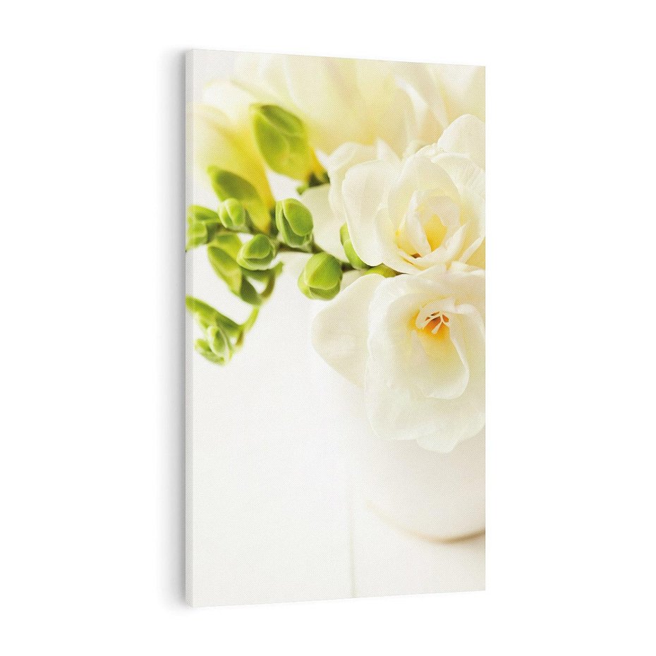 Obraz na płótnie 50x70 - Subtelność białych frezji - frezja, białe