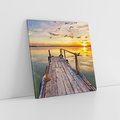 Obraz na płótnie 50x50 - Spokojny pomost nad jeziorem - pomost, jezioro