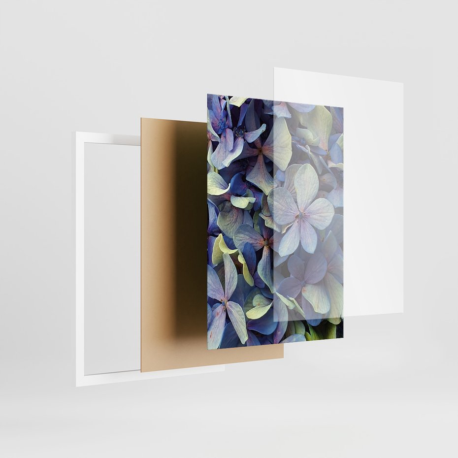 Zestaw obrazy w ramie 50x70 galeria - Suche, kwiaty, hortensje, boho - rama biała