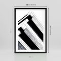 Plakat w ramie 50x70 - Nowoczesna Surowość: Wieżowiec na Czarno-Białej Grafice - architektura, wieżowiec - rama czarna