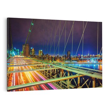 Obraz na płótnie 120x80 - Most w USA - Światła i samochody - most, USA