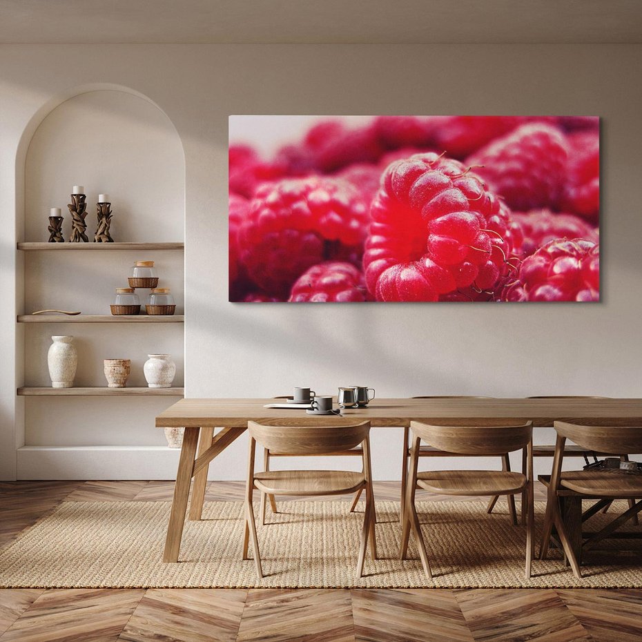 Obraz na płótnie 140x70 - Maliny Soczysta Eksplozja - maliny, owoce