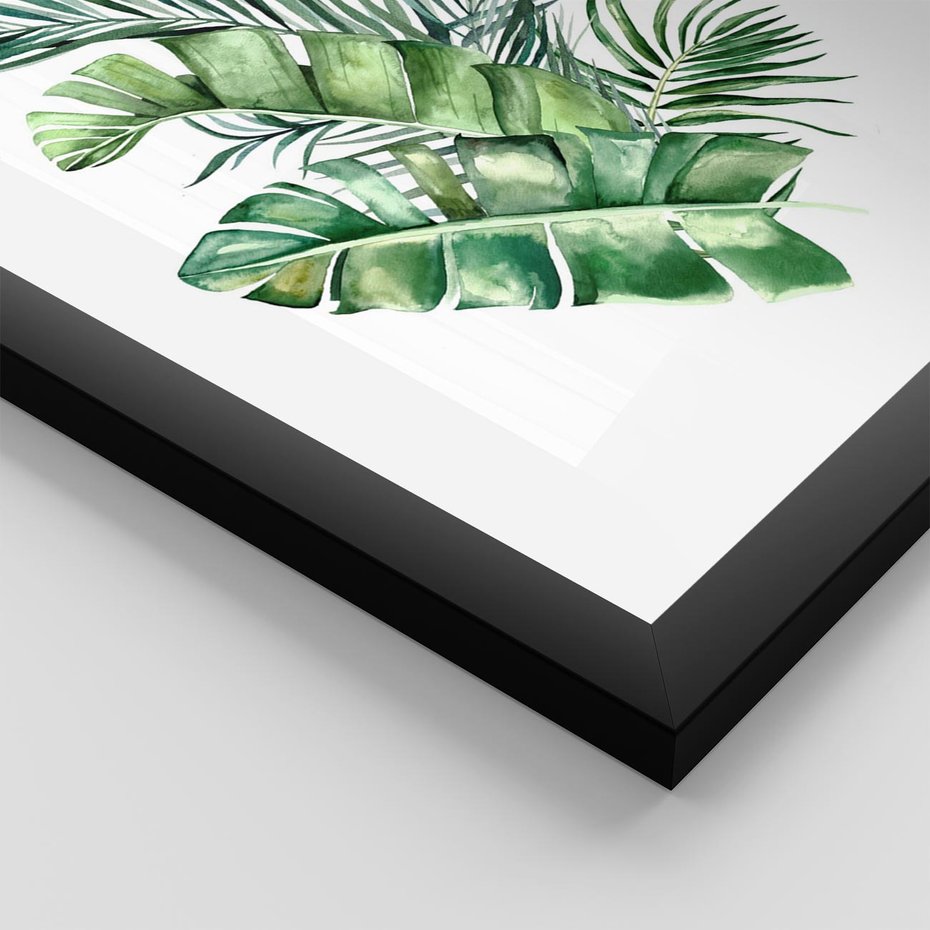 Plakat w ramie 30x40 - Piękno Złotej Rośliny - złote, liście - rama czarna