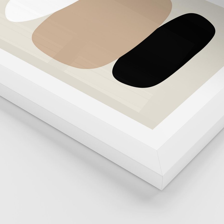 Plakat w ramie 40x50 - Zgeometryzowane Kształty - modernistyczny plakat, obłe kształty - rama biała