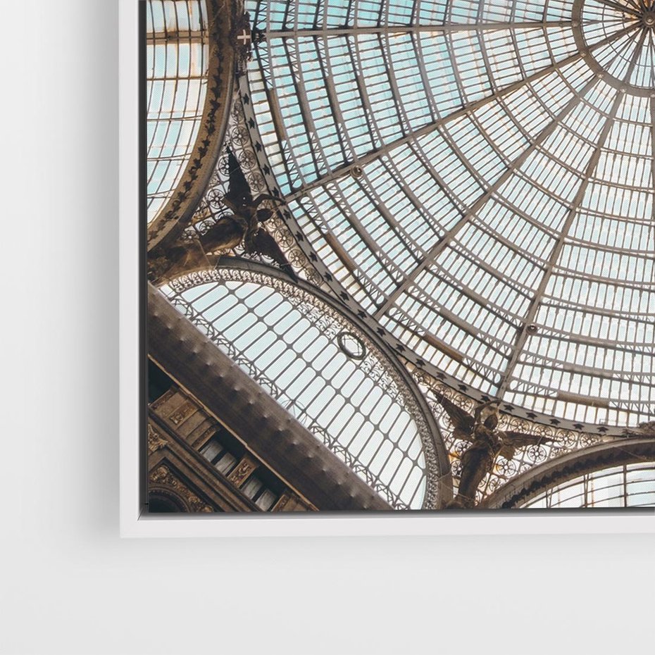 Obraz w ramie 50x50 - Magia Sklepienia - sklepienie, szklany dach - rama biała