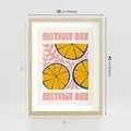 Plakat w ramie 30x40 - Podróżne Wizje - typografia, cytryny - rama drewno
