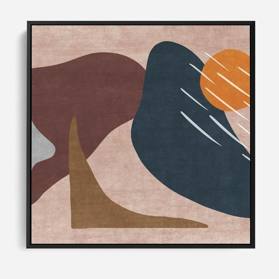 Obraz w ramie 50x50 - Opowieść szepczących pędzli - abstrakcyjne plamy, kształty - rama czarna