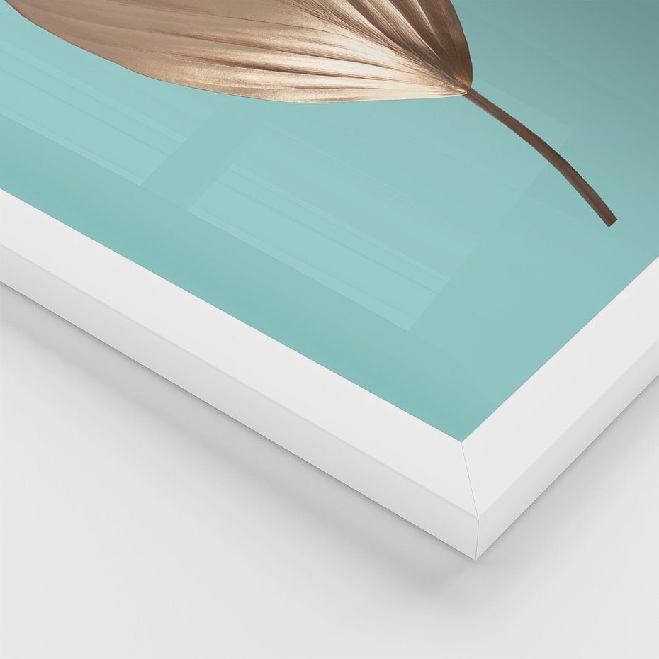 Zestaw obrazy w ramie 30x40 galeria - Złote, liście, palma, pastelowe, gold - rama biała