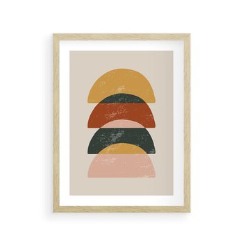 Plakat w ramie 30x40 - Energetyczne Wzory - nowoczesny plakat, abstrakcyjne kształty - rama drewno