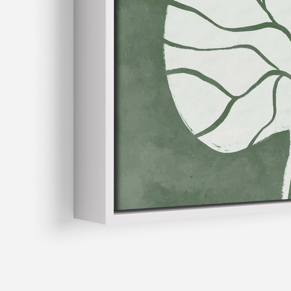 Obraz w ramie 50x70 - Migotliwe Wnętrze Zieleni - zielony plakat, roślinne motywy - rama biała