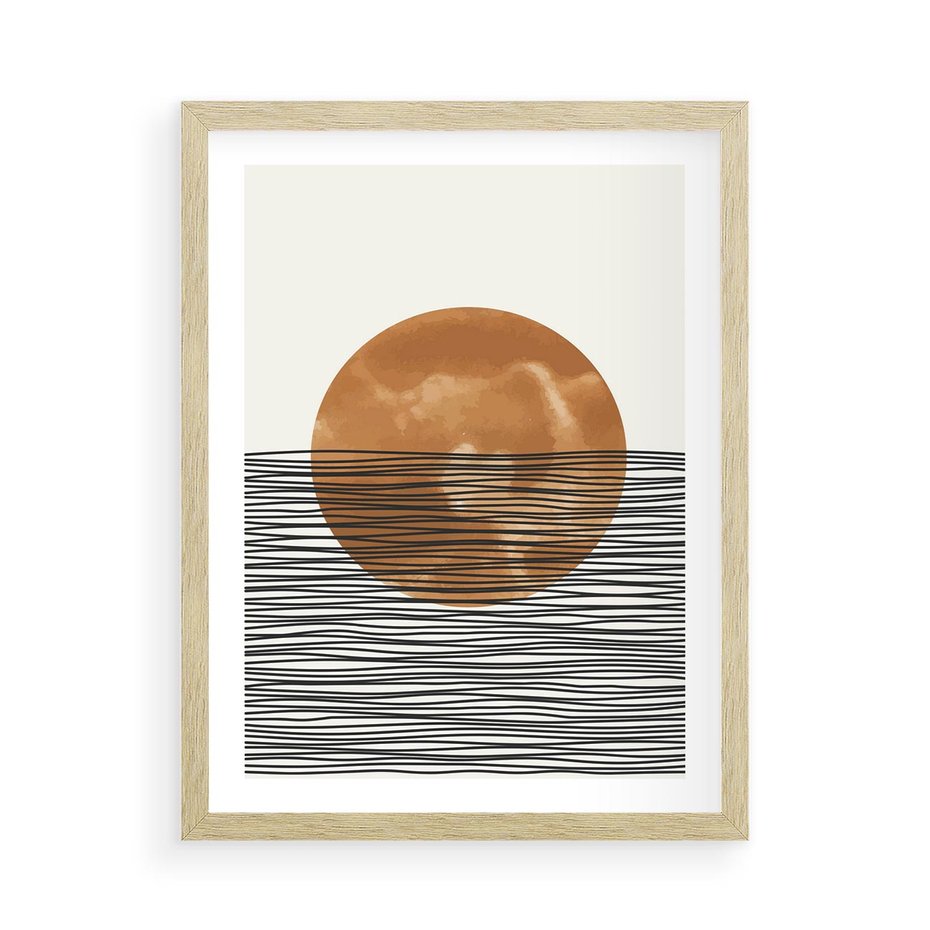Plakat w ramie 50x70 - Okrąg Mocy - boho obraz, geometria - rama drewno