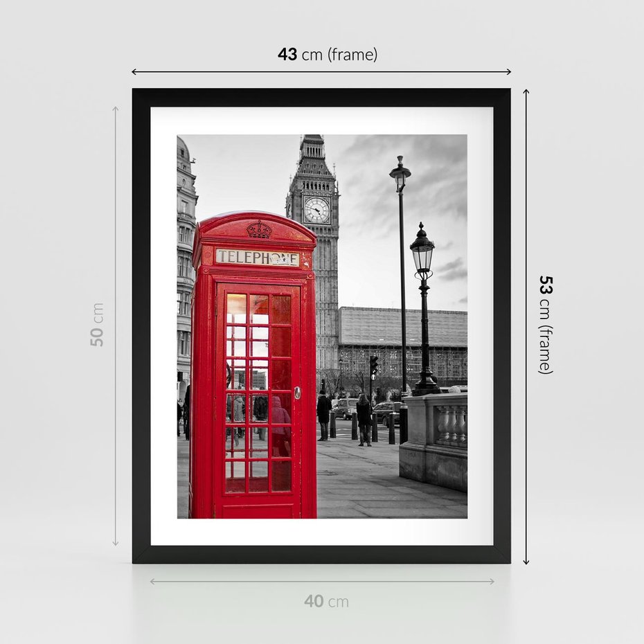 Plakat w ramie 40x50 - Budka w Londynie - Londyn, budka - rama czarna