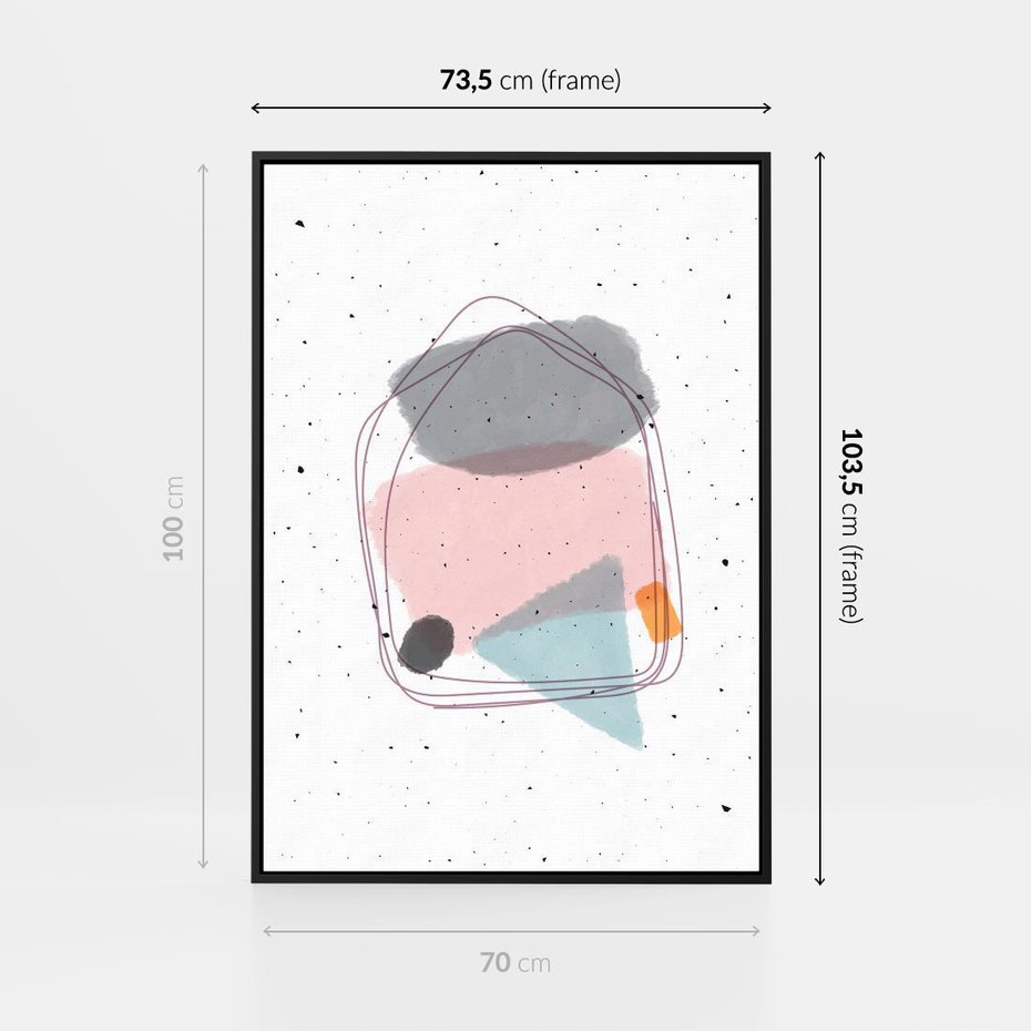 Obraz w ramie 70x100 - Migotliwa Opowieść - abstrakcyjna kompozycja, jak ręcznie malowana - rama czarna