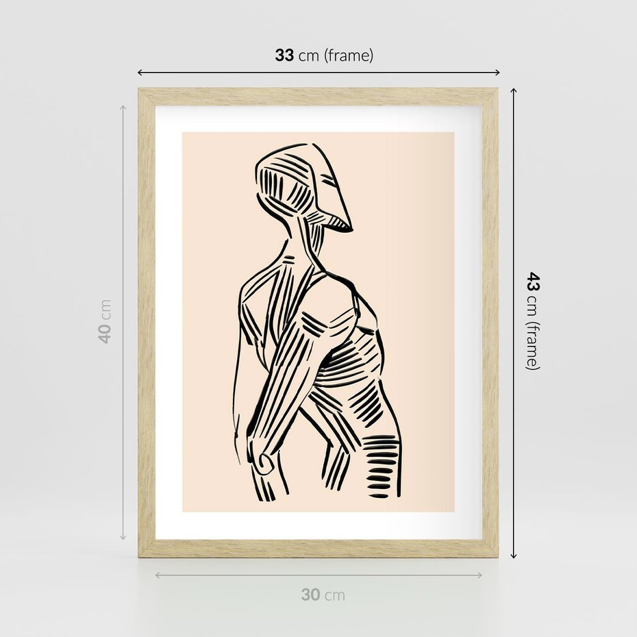 Plakat w ramie 30x40 - Eksploracja Wizualna - szkic, czarno biały - rama drewno