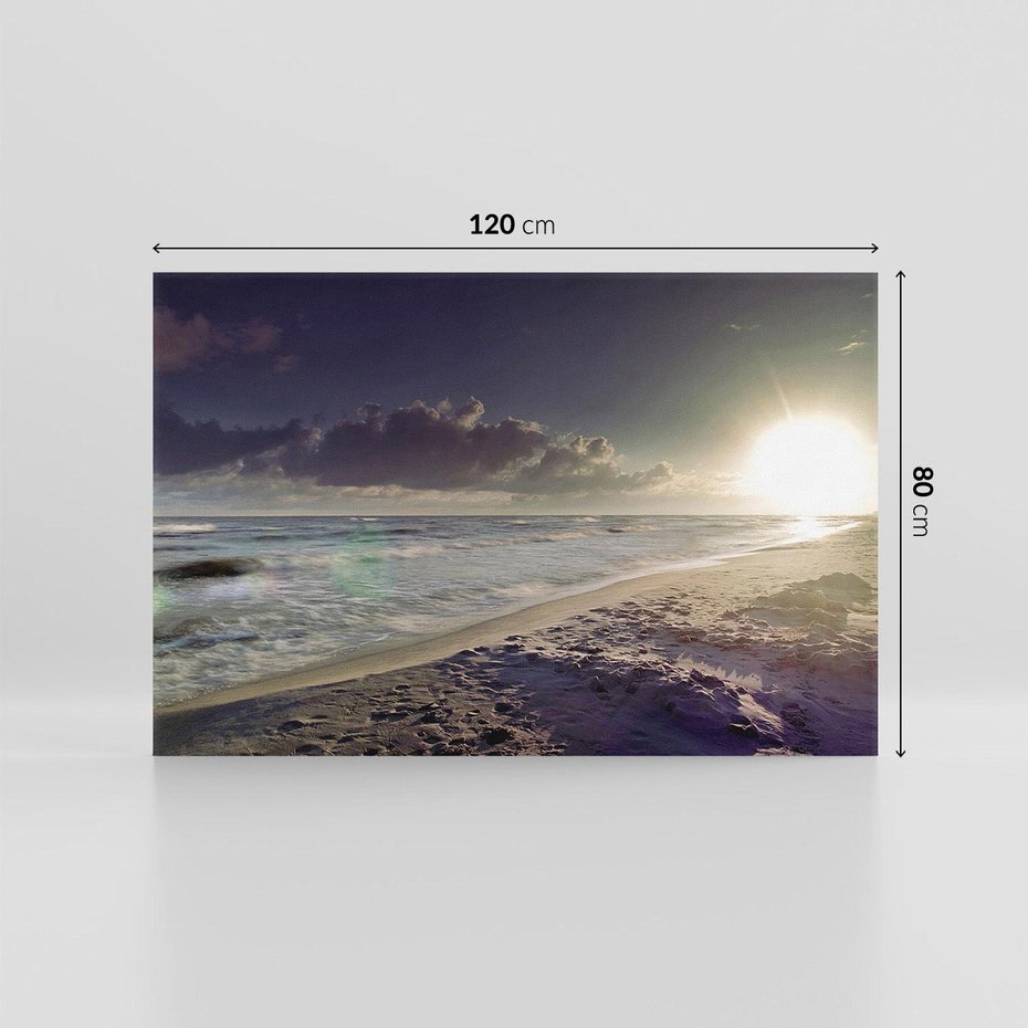 Obraz na płótnie 120x80 - Plaża Morza i Zachód Słońca - plaża, morze