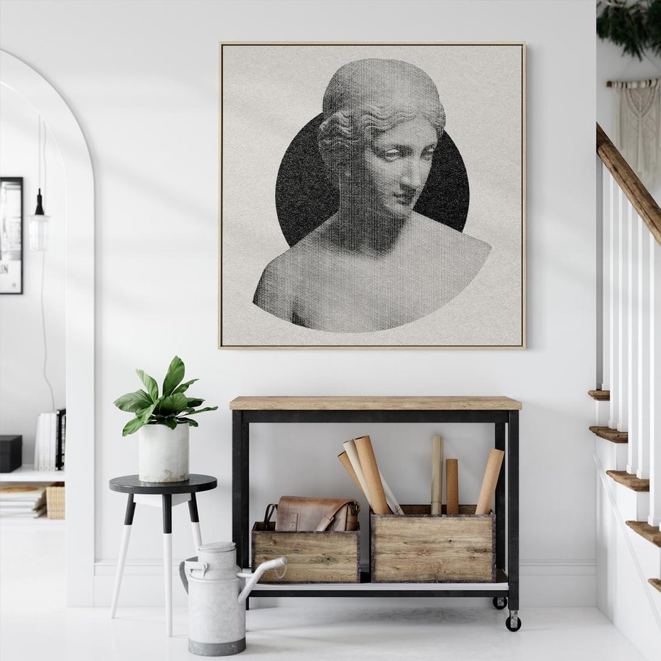 Obraz w ramie 50x50 - Sztuka Zeszłych Czasów - antyczna rzeźba kobiety, posąg - rama drewno