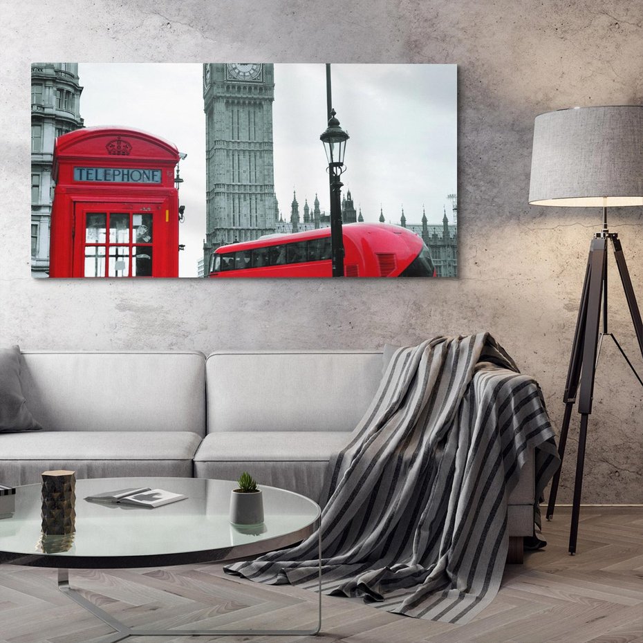 Obraz na płótnie 100x50 - Uliczka z charakterystyczną budką w Londynie - Londyn, budka