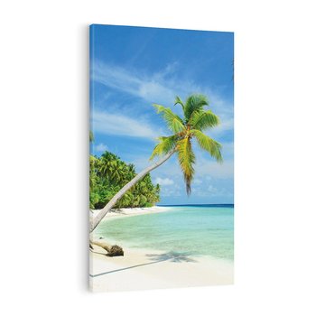 Obraz na płótnie 70x100 - Raj na Malediwach: plaża, morze i palmy - Malediwy, plaża