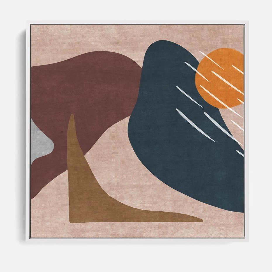 Obraz w ramie 80x80 - Opowieść szepczących pędzli - abstrakcyjne plamy, kształty - rama biała