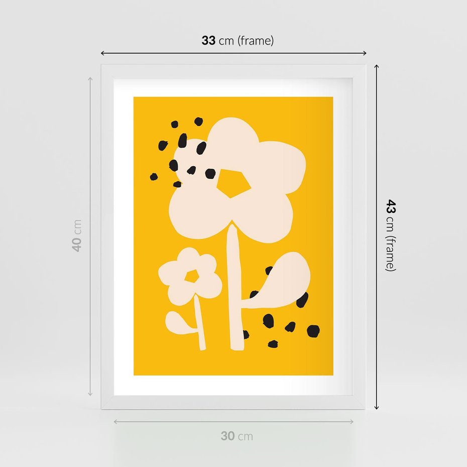 Plakat w ramie 30x40 - Bezgraniczne Impulsy - abstrakcyjny kwiat, plakat - rama biała