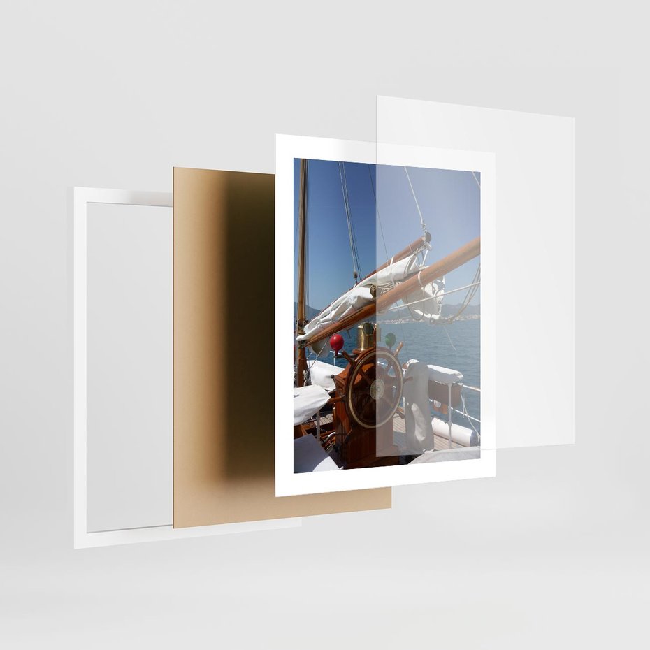 Plakat w ramie 40x50 - Podróż Morska - statek, ster - rama biała