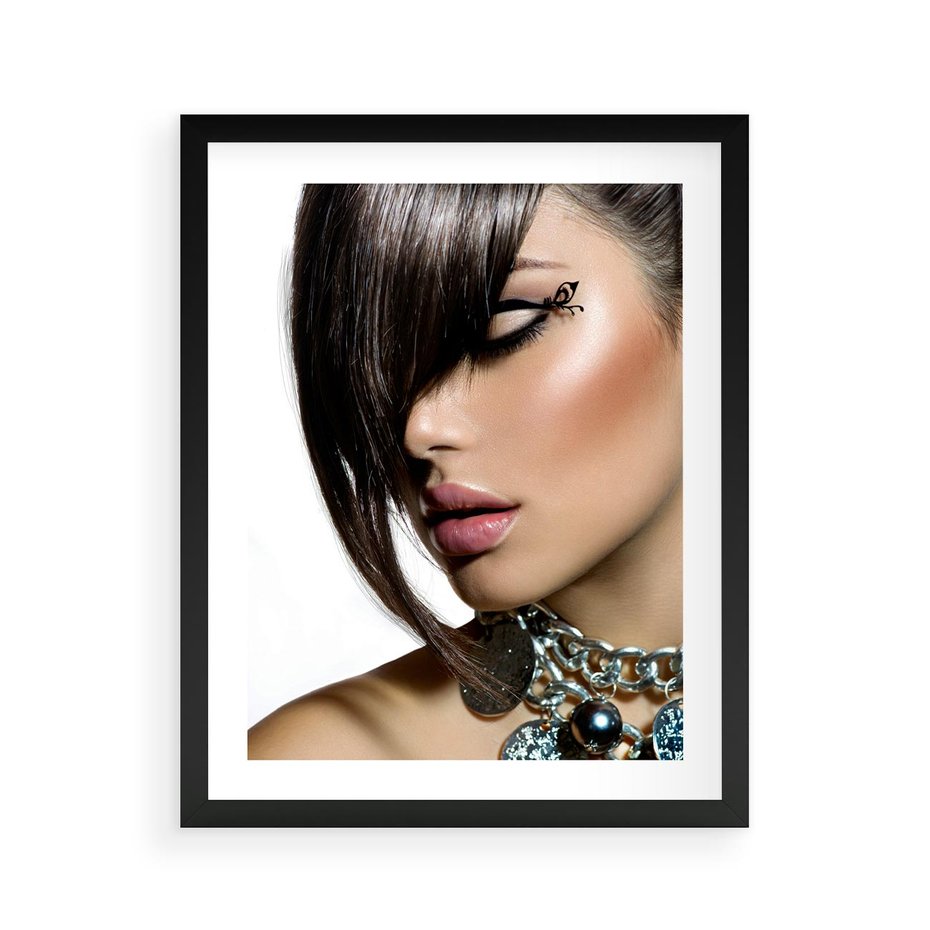 Plakat w ramie 40x50 - Kobieca Fryzura w Ruchu - fryzura, kobieta - rama czarna