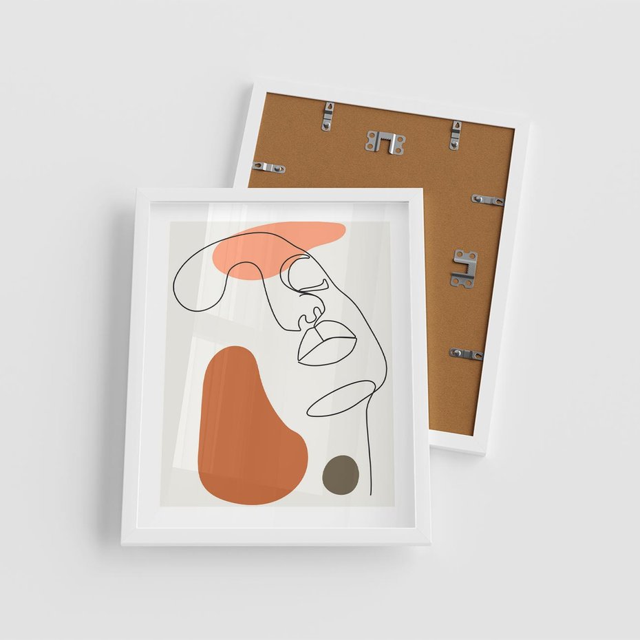 Plakat w ramie 40x50 - Twarz w Geometrycznym Stylu - nowoczesny obraz, grafika - rama biała