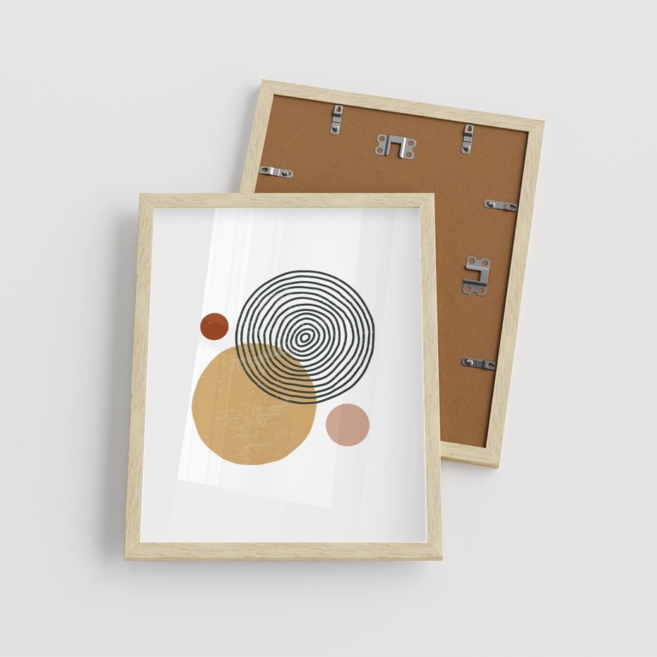 Plakat w ramie 40x50 - Wewnętrzne Formy - koła okręgi, abstrakcyjna nowoczesna sztuka - rama drewno