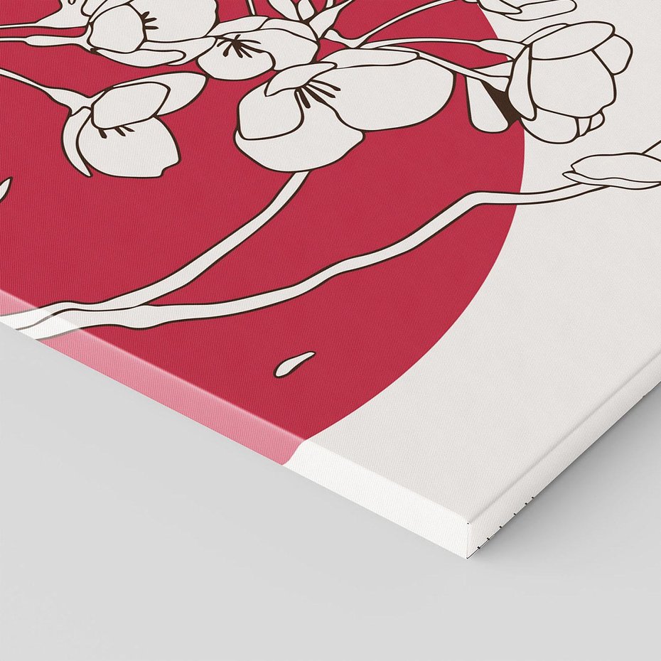 Obraz na płótnie 50x70 - Esencja Zen - kwiatnąca wiśnia, orientalna grafika