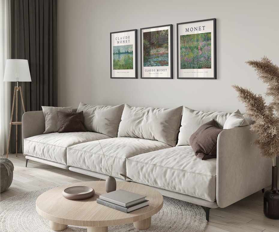 Zestaw obrazy w ramie 50x70 galeria - Monet, imprezjonizm, reprodukcja, sztuka - rama czarna