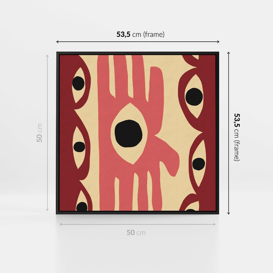 Obraz w ramie 50x50 - Migotliwe Kształty - abstrakcyjny obraz, boho styl - rama czarna