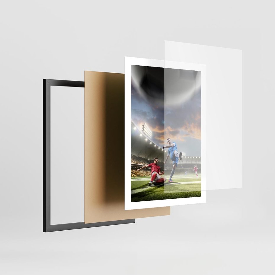 Plakat w ramie 50x70 - Ekscytacja Sportowego Świata - gol, mecz - rama czarna