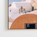Obraz w ramie 120x80 - Błękit Morza i Białe Domki - Santorini, wyspa - rama drewno