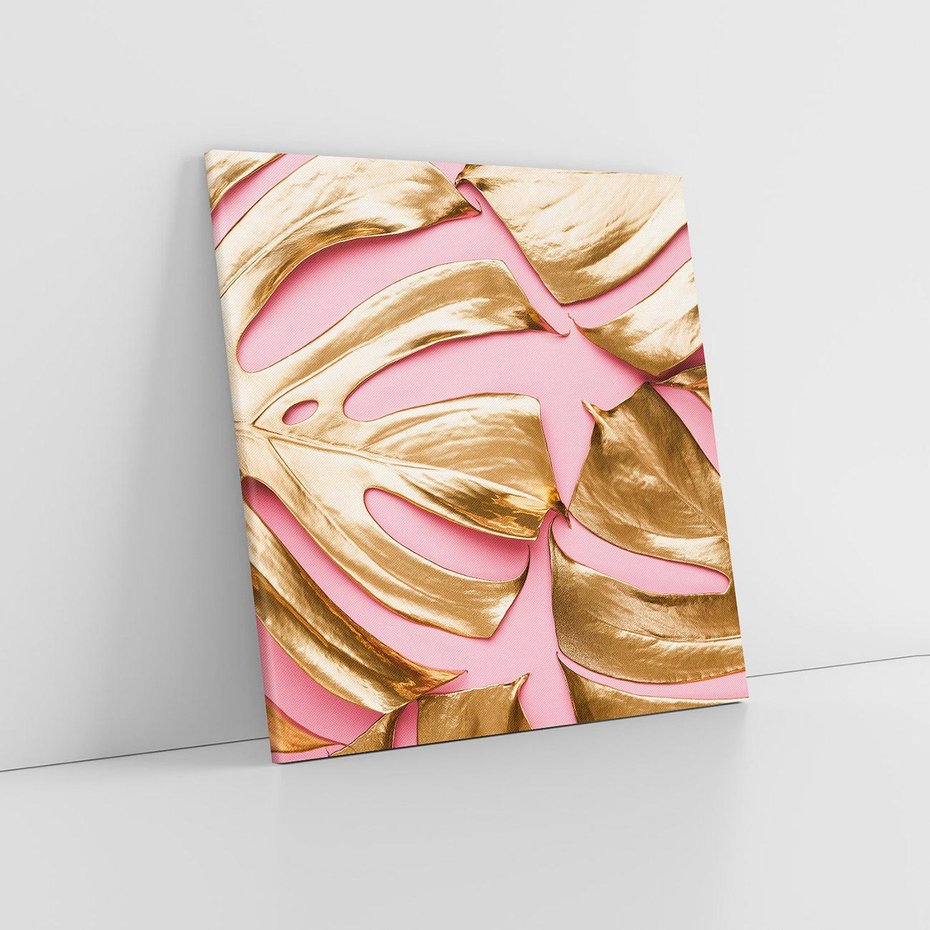 Obraz na płótnie 50x50 - Przyjemność w Naturze - złote, liście