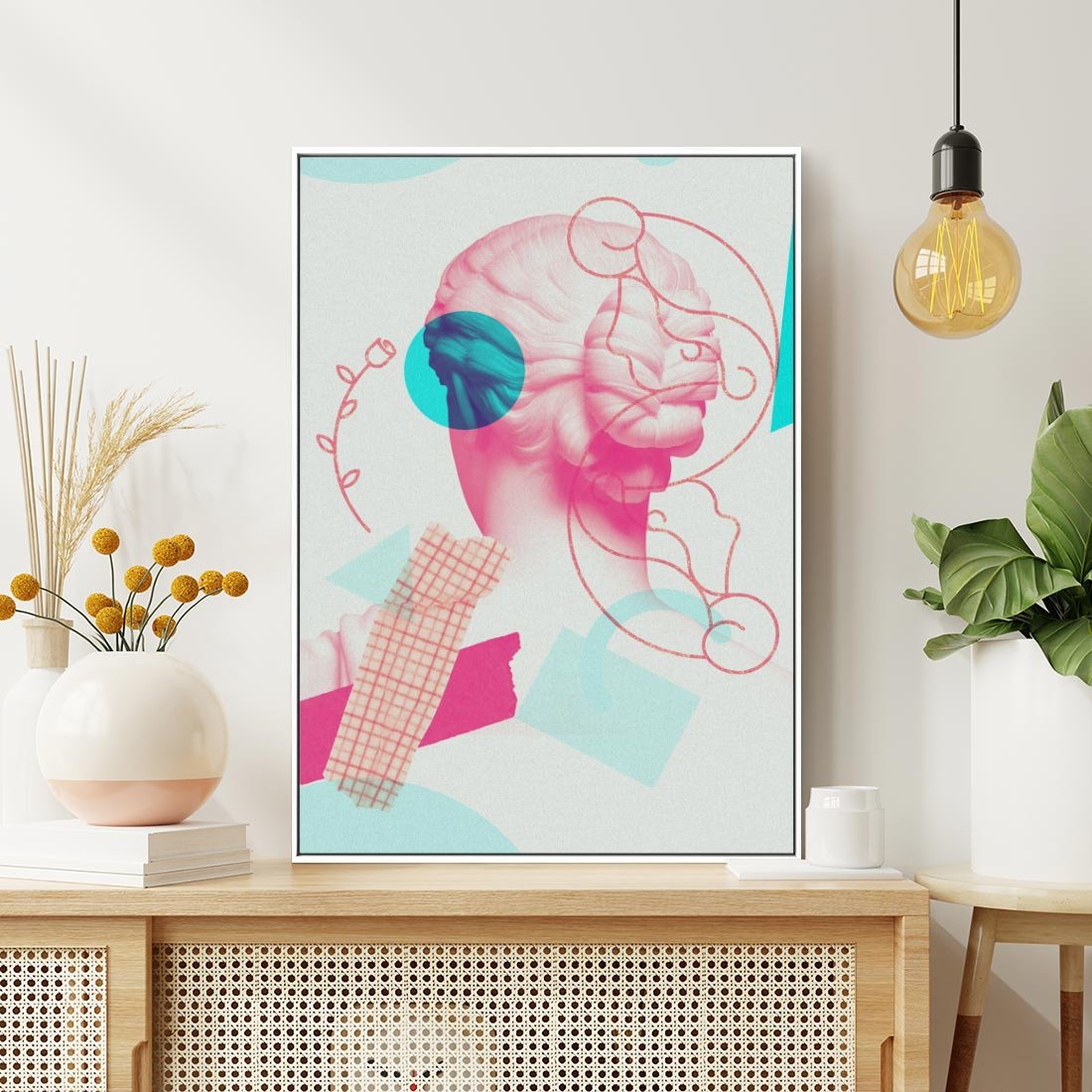 Obraz w ramie 70x100 - Sztuka w Różach - nowoczesna sztuka, kolaż ze zdjęć - rama biała