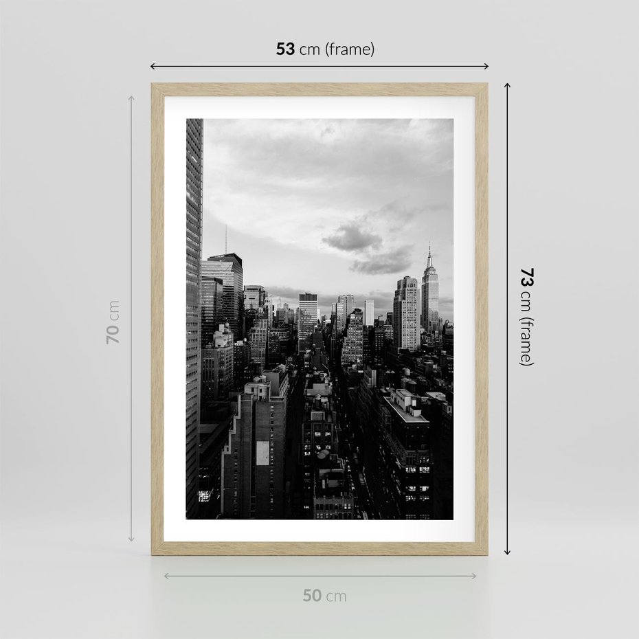 Plakat w ramie 50x70 - Wibracje Miejskiego Życia - miasto, wieżowce - rama drewno