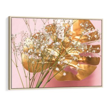 Obraz w ramie 120x80 - Blask Natury - złote, liście - rama drewno