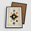 Plakat w ramie 50x70 - Bezgraniczny Taniec Światła - abstrakcyjna geometryczna kompozycja, koła linie - rama czarna